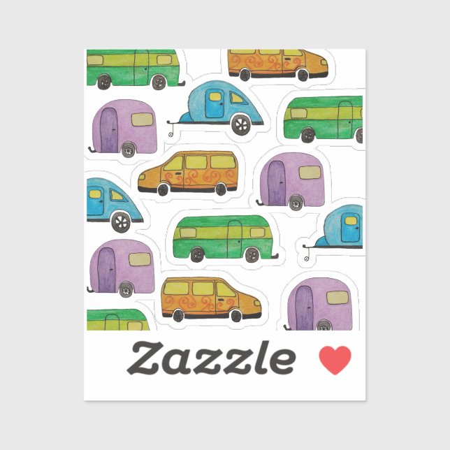 Camping-Wohnwagen Aufkleber (Blatt)