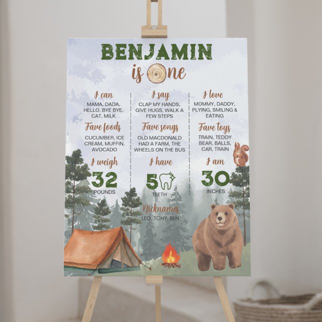 Camping Woodland Erste Geburtstagsfeier Poster (Von Creator hochgeladen)