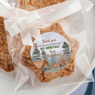 Camping Woodland Labels Geburtstagsdusche Runder Aufkleber