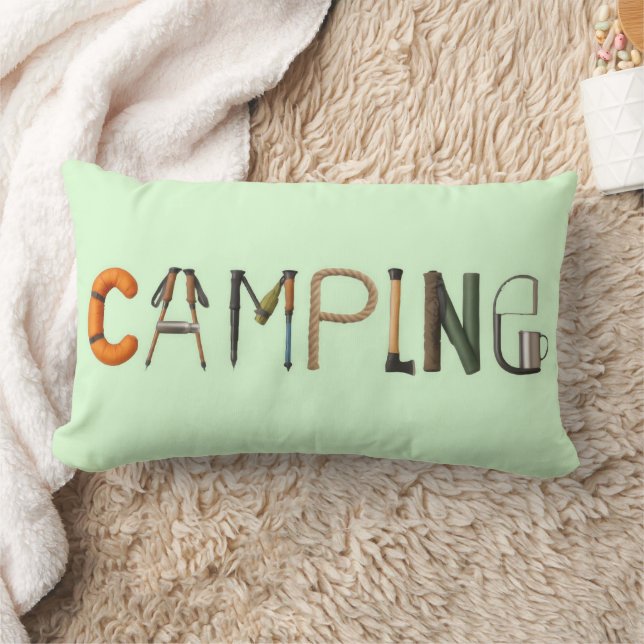 Camping Word Lumbar Throw Kissen (Decke)