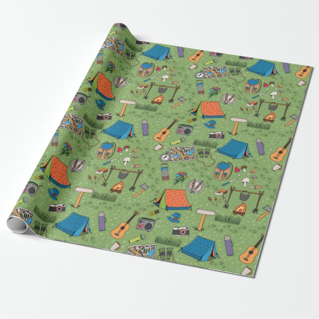 Camping Wrapping Paper Geschenkpapier (Ungerollt)