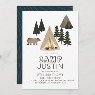 Camping Zelt Bären Boy Geburtstag Einladung