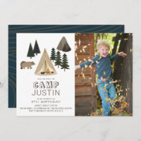 Camping Zelt Bären Boy Geburtstag Foto Einladung