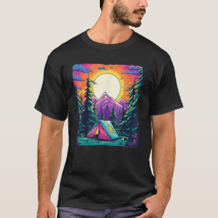Camping Zelt Bergkiefernwald Sunset Hiki T-Shirt