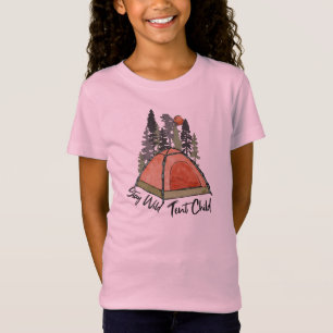Camping Zelt Bleibe Wildzelt-Kind mit Bäumen T-Shirt