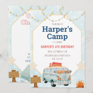 Camping Zelt Bonfire Boy Geburtstagseinladung Einladung
