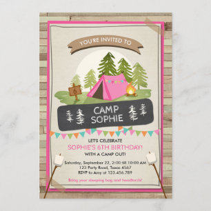 Camping Zelt Einladung Birthday Camp out Girl
