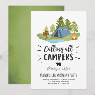 Camping Zelt Einladung Geburtstag Camp out Boy