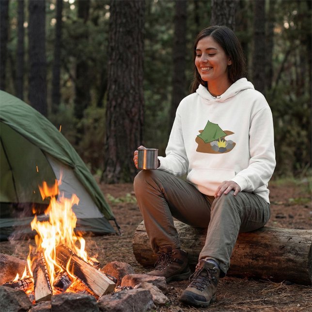 Camping Zelt und Campfire Abenteuer im Freien Hoodie (Von Creator hochgeladen)