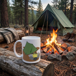 Camping Zelt und Campfire Abenteuer im Freien Kaffeetasse