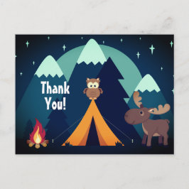 Camping, Zelt, Waldtiere Berge Danke Postkarte