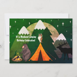 Camping Zeltwaldtiere und Berge Geburtstag Einladung