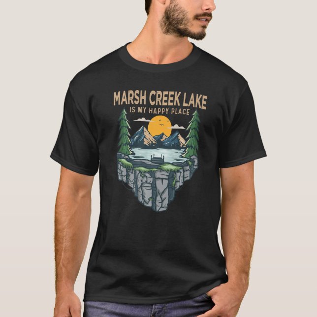 Camping zum Angeln mein glücklicher Ort Marsh Crem T-Shirt (Vorderseite)