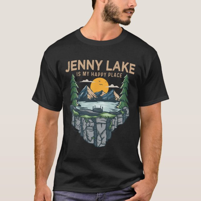 Camping zum Angeln - Mein glücklicher Platz Jenny  T-Shirt (Vorderseite)