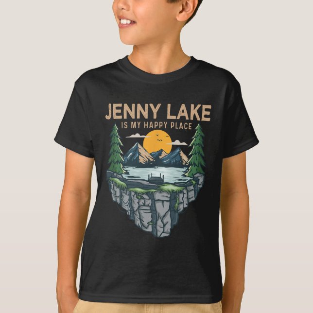 Camping zum Angeln - Mein glücklicher Platz Jenny  T-Shirt (Vorderseite)