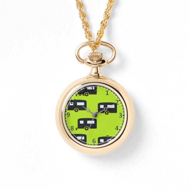 Campinganhänger auf grün armbanduhr (Vorderseite)