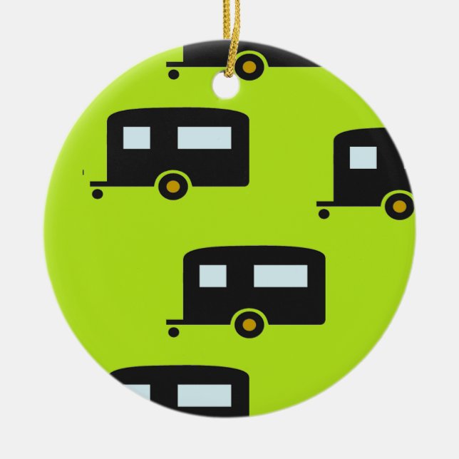 Campinganhänger auf grün keramik ornament (Vorne)