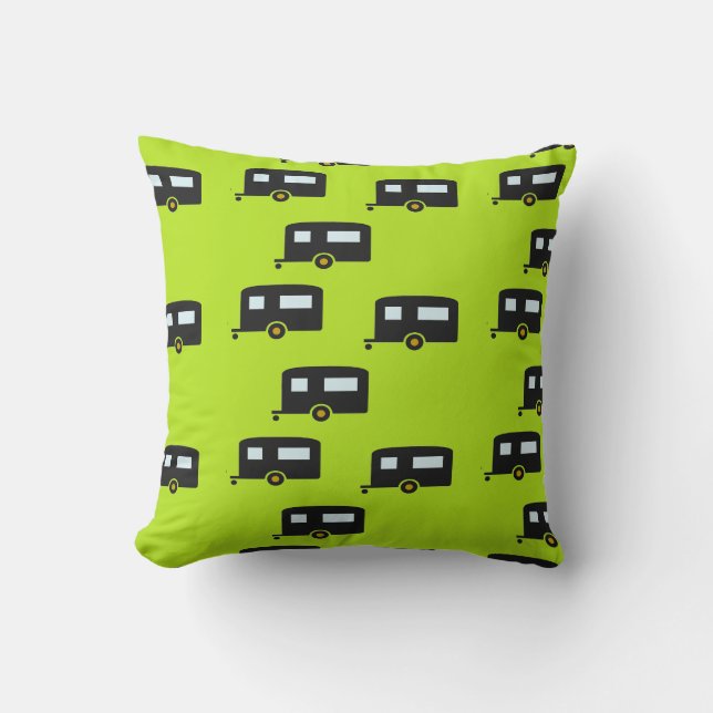 Campinganhänger auf grün kissen (Vorderseite)