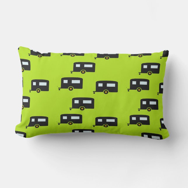 Campinganhänger auf grün lendenkissen (Vorderseite)