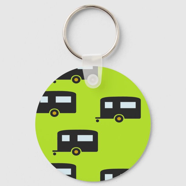 Campinganhänger auf grün schlüsselanhänger (Vorderseite)
