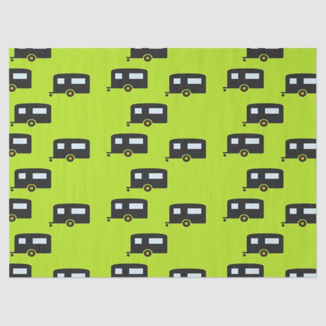 Campinganhänger auf grün seidenpapier (Vorderseite)