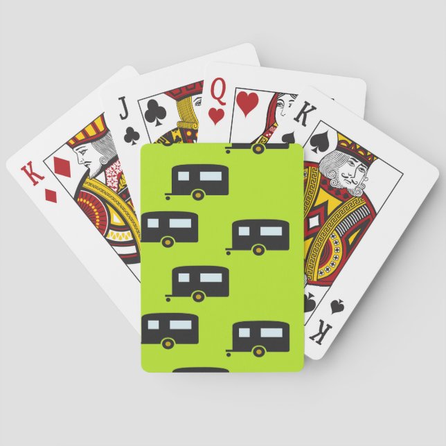 Campinganhänger auf grün spielkarten (Rückseite)