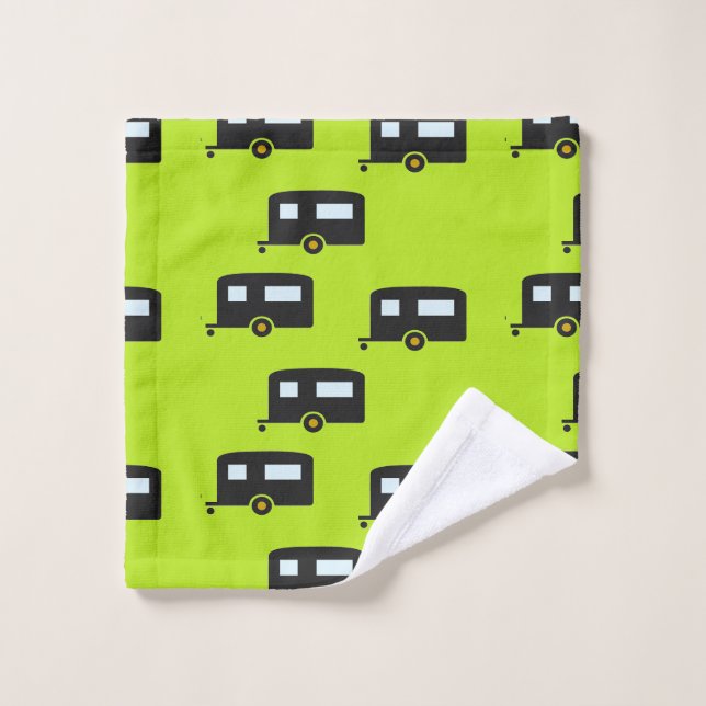 Campinganhänger auf grün waschlappen (Waschlappen)