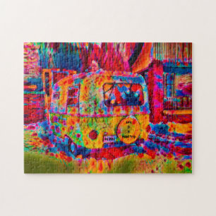 Campingbus Retro Hippie Buntes Leben Ist Eine Reis Puzzle