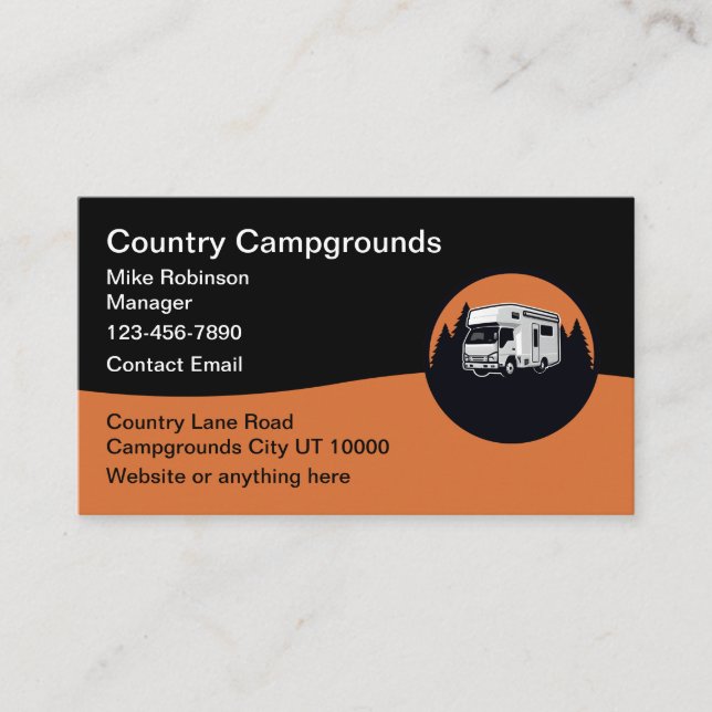 Campingplatz Holiday Park Business Cards Visitenkarte (Vorderseite)