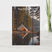 Campingplatz mit Zelt an einem See zum Geburtstag