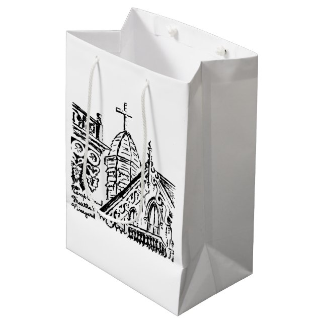 Campingplatz-Motiv von Babbie - Martha's Vineyard Mittlere Geschenktüte (Vorderseite Schrägansicht)