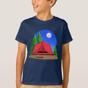 Campingplatz Unter dem T-Shirt eines Vollmond-Kind