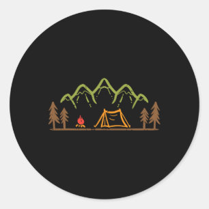 Campingplatz Zelt Bäume Berg Minimalistisches Lage Runder Aufkleber