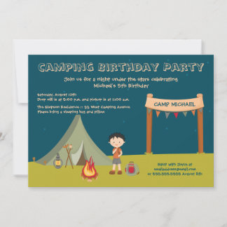 Campings-Geburtstags-Party Einladungen des Jungen