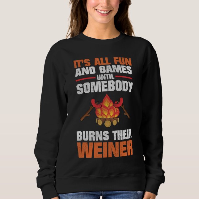 Campings-lustiges Familien-Lagerfeuer-Feuer Weiner Sweatshirt (Vorderseite)