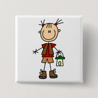 Campings-Mädchen mit Laternen-T-Shirts und Button