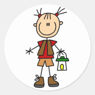 Campings-Mädchen mit Laternen-T-Shirts und Runder Aufkleber