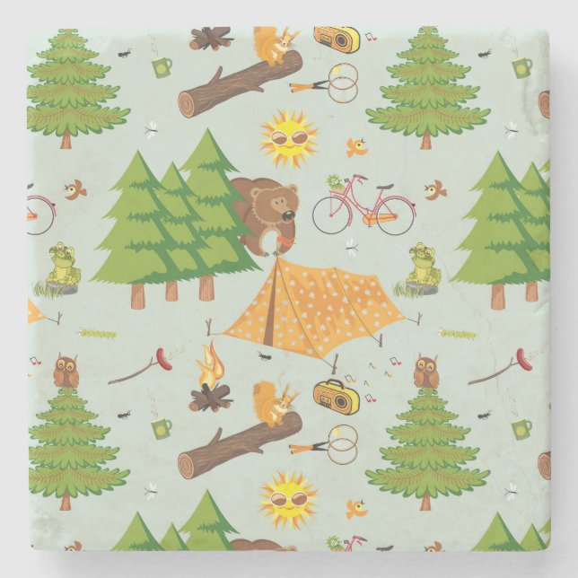 Campings-Muster Steinuntersetzer (Vorderseite)