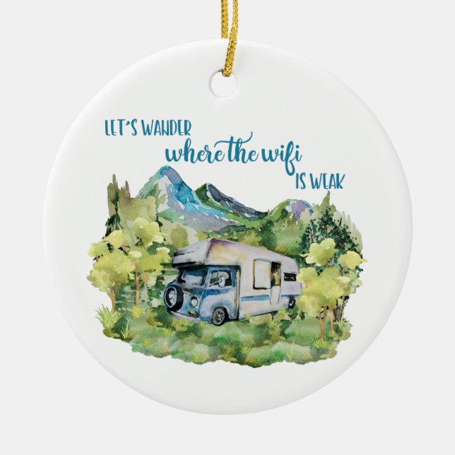 Campings-Szene Watercolor RV Motorhome Keramik Ornament (Vorne)