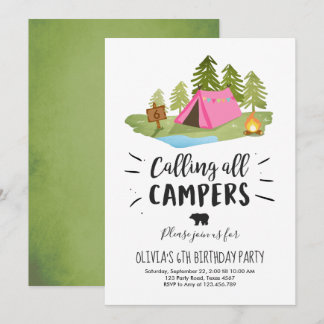 Campings-Zelt-Einladungs-Geburtstag kampieren Einladung