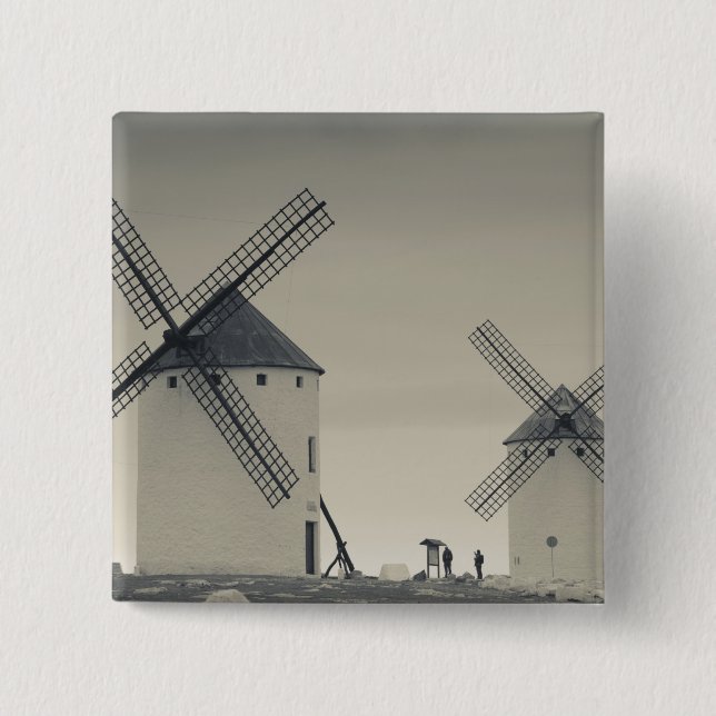 Campo de Criptana, antike Windmühlen La Mancha Button (Vorderseite)