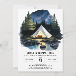 Campout Watercolor Einladung zum Geburtstag