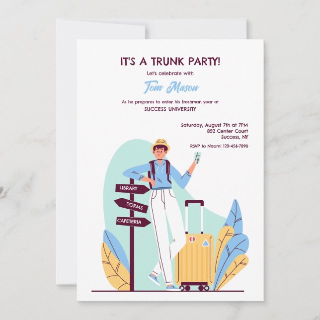Campus Anreise Trunk Party Einladung (Vorderseite)
