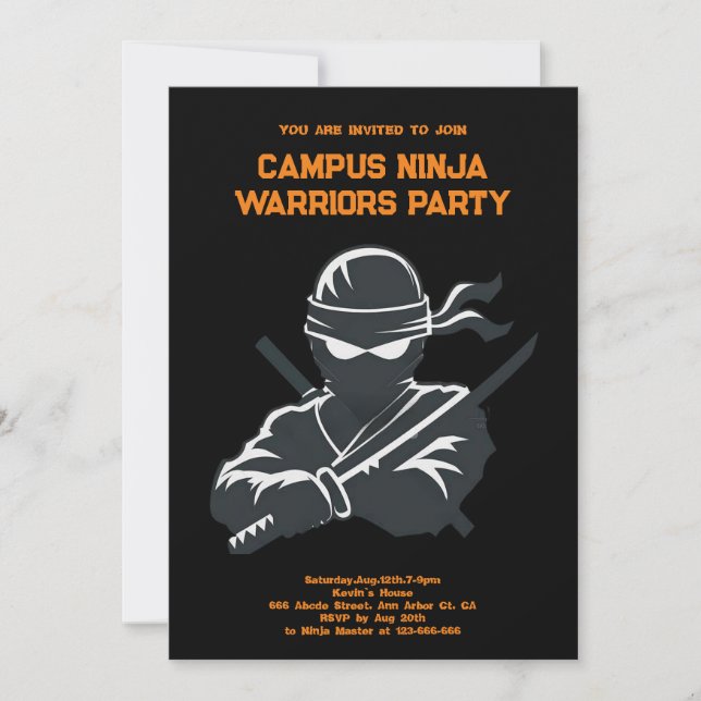 Campus Ninja Fun cipher fraternit Einladungskarte (Vorderseite)