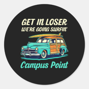 Campus Point Beach California Surf Frauen Männer V Runder Aufkleber