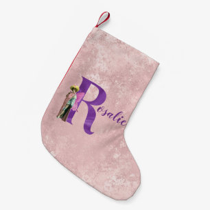 Campy lila Schimmer-Fee-Buchstabe R Personalisiert Kleiner Weihnachtsstrumpf