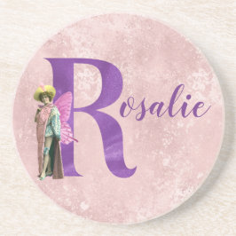 Campy Lila Shimmer Illustriert Letter R Getränkeuntersetzer