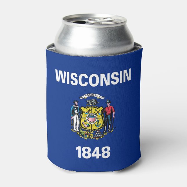 Can Cooler mit der Fahne von Wisconsin Staat, USA. Dosenkühler (Kanne Vorderseite)