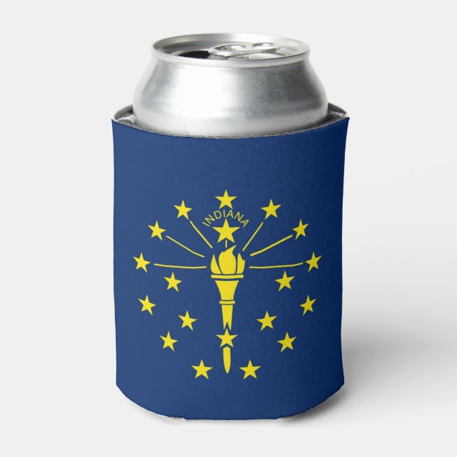 Can Cooler mit der Flagge von Indiana Staat, USA. Dosenkühler (Kanne Vorderseite)