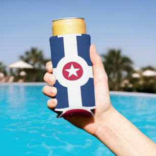 Can Cooler mit der Flagge von Indianapolis City, U Selters Dosenkühler